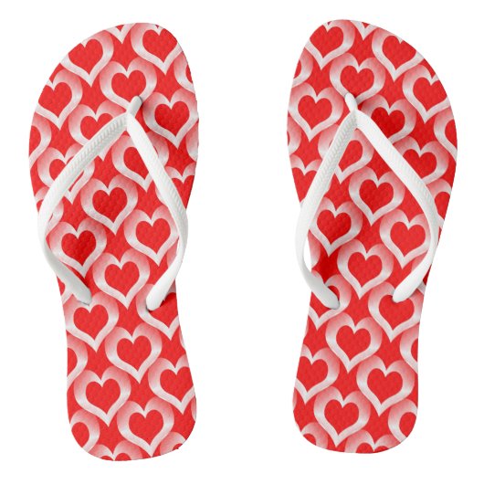Red White Hearts Pattern Teenslippers (Voetbed)