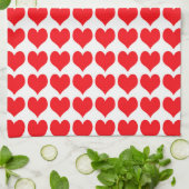 Red White Hearts Pattern Theedoek (Gevouwen)