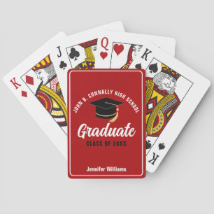 Red White High School Afstuderen aangepast Afstude Pokerkaarten
