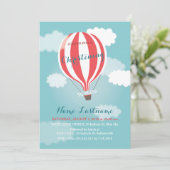 Red White Hot Air ballon Christening Uitnodiging (Staand voorkant)