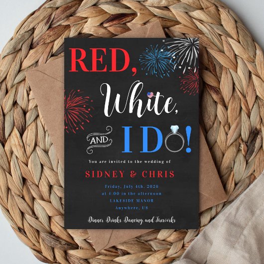Red White & I Do 4th of July Wedding Invitation
