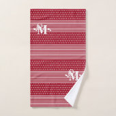 Red White Independence Day Stars & Stripe Monogram (Serviette à main)