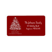 Red White kerstboom aangepaste feestdag Etiket (Voorkant)