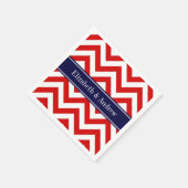 Red White LG Chevron Navy Blue Name Monogram Servetten (Hoek)