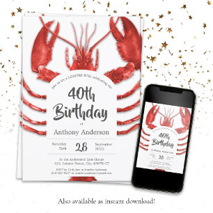 Red White Lobster Boil Custom Birthday Party Kaart
