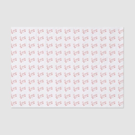 Red & White Love Arrow-Valentijnsdag Tissuepapier (Voorkant)