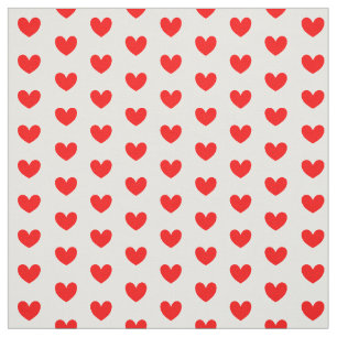 Red White Love Hearts Pattered Stof