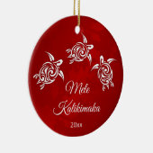 Red White Mele Kalikimaka Kerstmis Keramisch Ornament (Rechts)