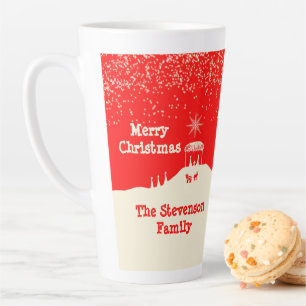 Red White Merry kerst nativiteitsscène Latte Mok