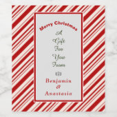 Red White Merry kerstfeestjes personaliseren Wijn Etiket (Enkel label)