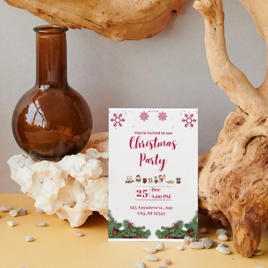 Red White Minimalist noël fêtes Invitation