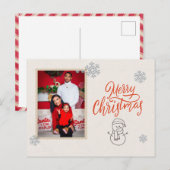 Red White Modern Illustrated Christmas Postcard Briefkaart (Voorkant / Achterkant)