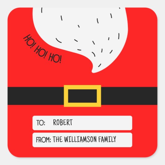 Red White Modern Père Noël Belt Joyeux Étiquette d (Devant)