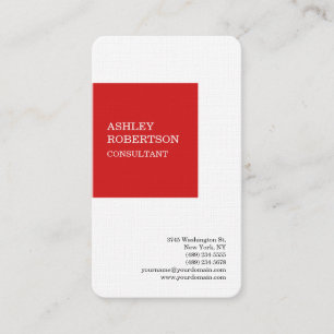 Red White Modern Professional Trendy Minimalist Visitekaartje