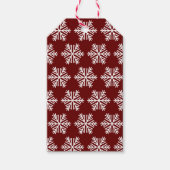 Red White Modern Snowflake Christmas Pattern  Cadeaulabel (Voorkant)