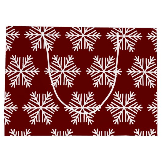 Red White Modern Snowflake Christmas Pattern  Groot Cadeauzakje (Achterkant)