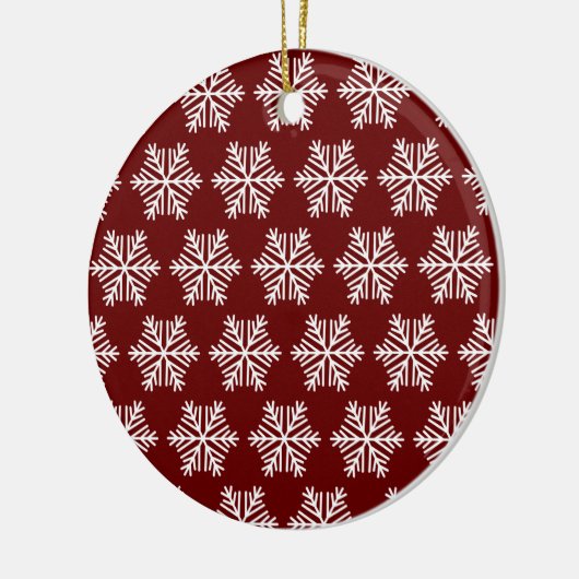 Red White Modern Snowflake Christmas Pattern Keramisch Ornament (Links)