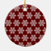Red White Modern Snowflake Christmas Pattern Keramisch Ornament (Achterkant)
