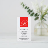 Red White Monogram Consultant Visitekaartje (Staand voorkant)