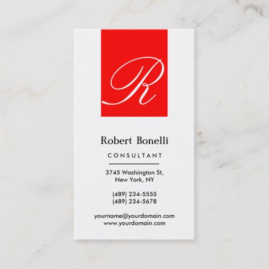 Red White Monogram Consultant Visitekaartje (Voorkant)
