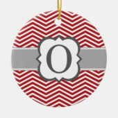 Red White Monogram Letter O Chevron Keramisch Ornament (Voorkant)