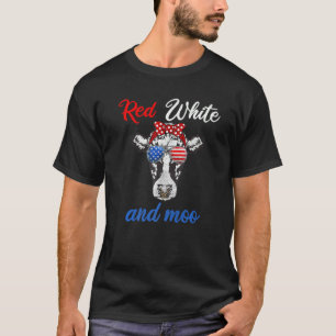 Red White & Moo 4 juli Kleding USA Patriottisch T-shirt