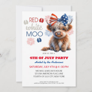 Red White Moo Patriottische Hoogland koe 4 juli Kaart