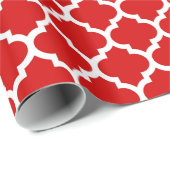 Red White Moroccan Quatrefoil Pattern #5 Cadeaupapier (Rol Hoek)