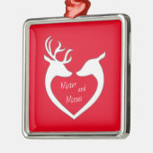 Red & White Mr & Mrs Deer Couple Holiday Ornament (Links)