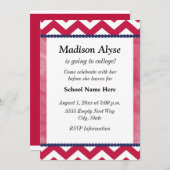 Red White Navy Blue Chevron Trunk Party Invite Kaart (Voorkant / Achterkant)