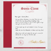 Red White Officiële brief van Santa Claus (Voorkant / Achterkant)