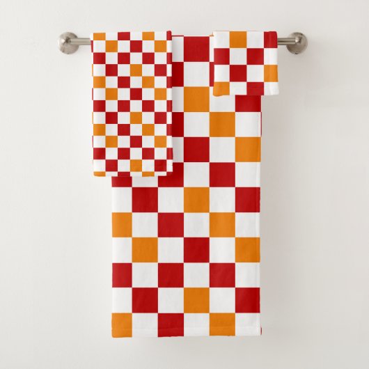 Red White Orange Checkered Pattern Design  (En situation)