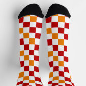 Red White Orange Checkered Pattern Design  Sokken (Top)