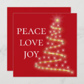 Red White Peace Love Joy Square Feestdagenkaart (Voorkant / Achterkant)