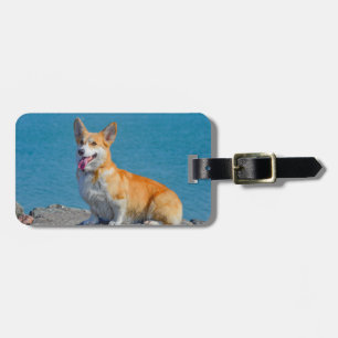 Red & White Pembroke Welsh Corgi Puppy Dog Bagagelabel