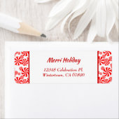 Red White Peppermint Editable Return-adres Etiket (Insitu)