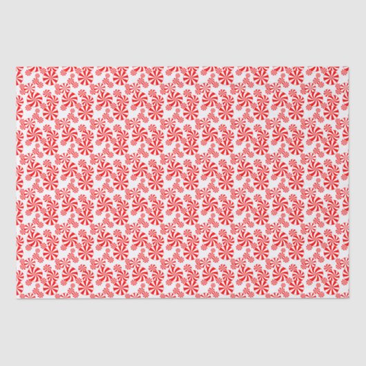 Red White Peppermint Snoep Holdiay Patroon Tissuepapier (Voorkant)