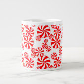 Red White Peppermint Snoep Pattern Jumbo Mok (Voorkant)