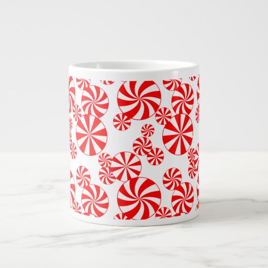 Red White Peppermint Snoep Pattern Jumbo Mok (Voorkant)