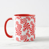 Red White Peppermint Snoep Pattern Mok (Links)