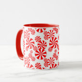 Red White Peppermint Snoep Pattern Mok (Voorkant links)