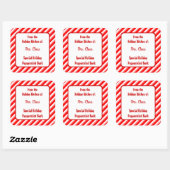 Red White Peppermint Stripe Custom Holiday Baking Vierkante Sticker (Vel)