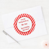 Red White Peppermint Striped Custom Baking Sticker (Envelop)