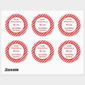 Red White Peppermint Striped Custom Baking Sticker (Vel)