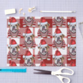 Red White Plaid Bulldog Kerstvakantie Tissuepapier (Craft)