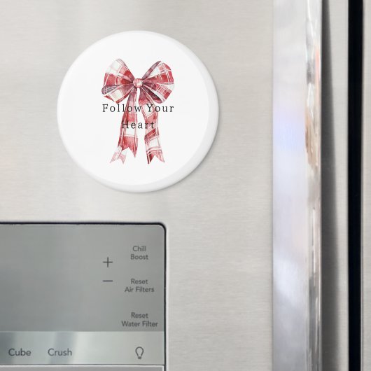 Red White Plaid Stripes Bow   Magneet (Insitu (Koelkast))