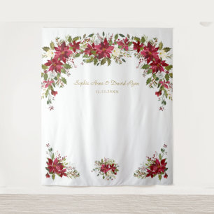 Red White Poinsettia Weddenschap Foto Booth Backdr Wandkleed