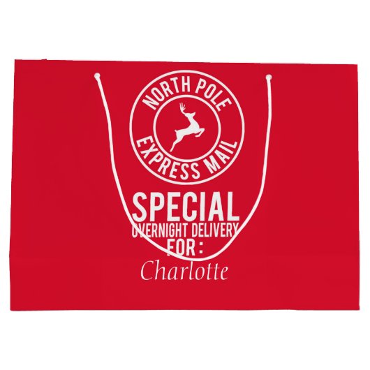 Red & White Pôle Nord Express Nom du courrier Sac  (Dos)