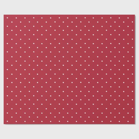 Red White Polka Dot Feestdagen Kerstmis Cadeaupapier (Vlak)