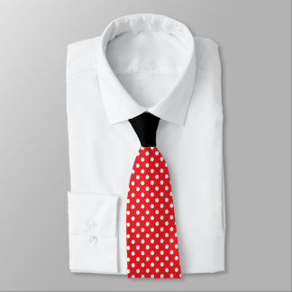 Red White Polka Dot met Black Knot Contrast Stropdas